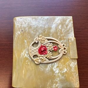 Vintage Celluloid Playing Card holder with 2 full decks and score pad